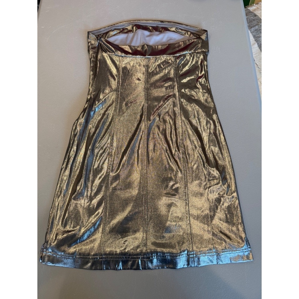 Urban Outfitters Metallic Silver Strapless Mini Dress XS Liquid Shine Tube Dress